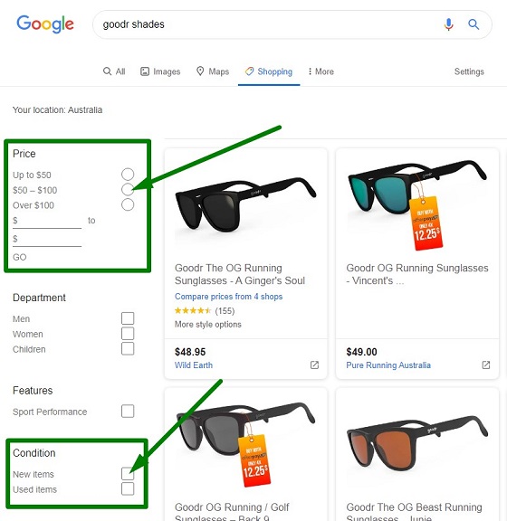 Google Shopping Example