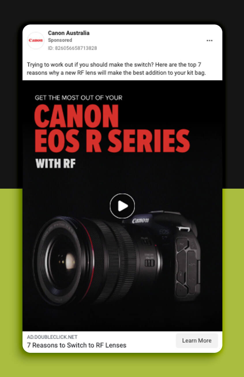 Successful Facebook Ads: Canon and The Photographer