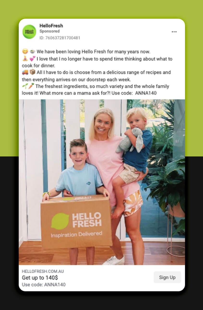 Successful Facebook Ads: Hello Fresh and The Everyday Mama