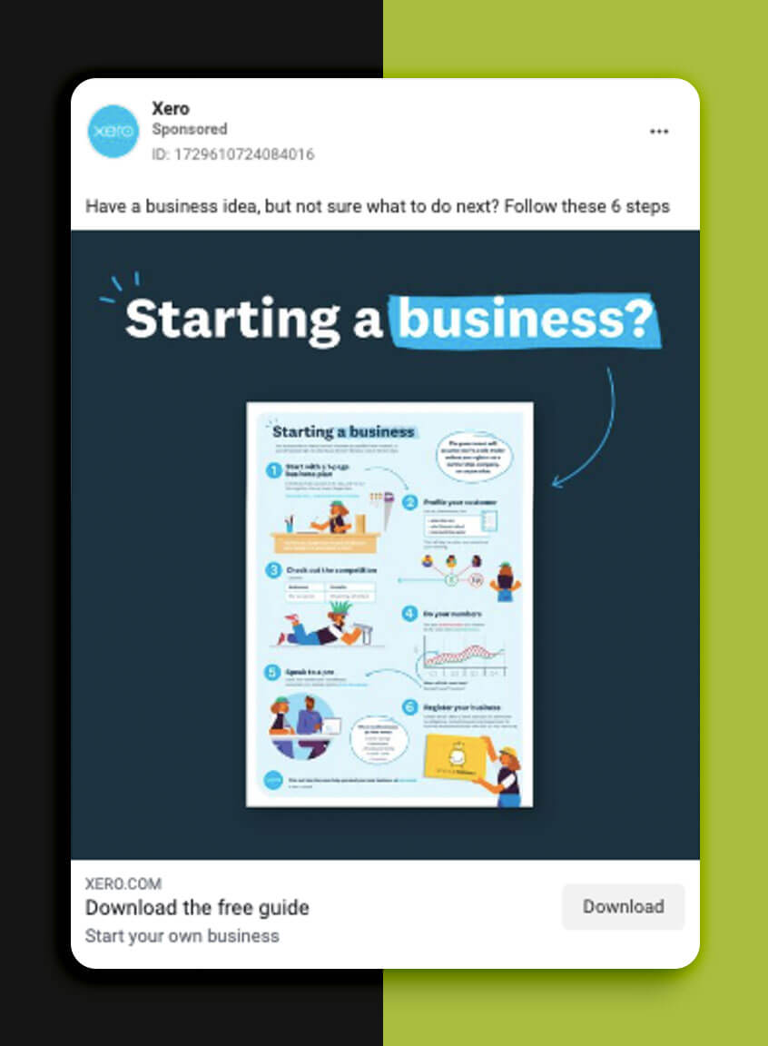 Successful Facebook Ads: Xero and The Great Business Idea