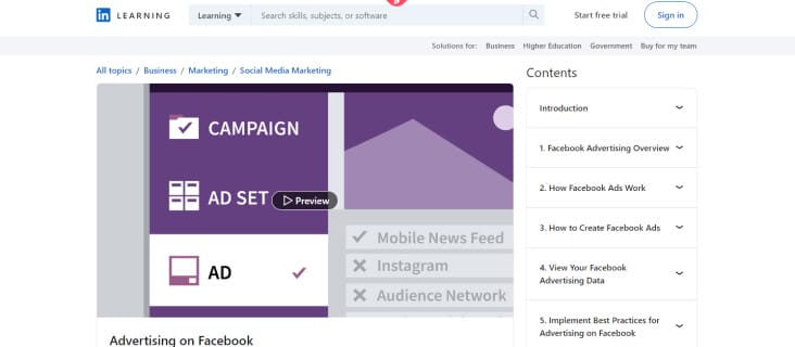 LinkedIn Learning - Advertising on Facebook