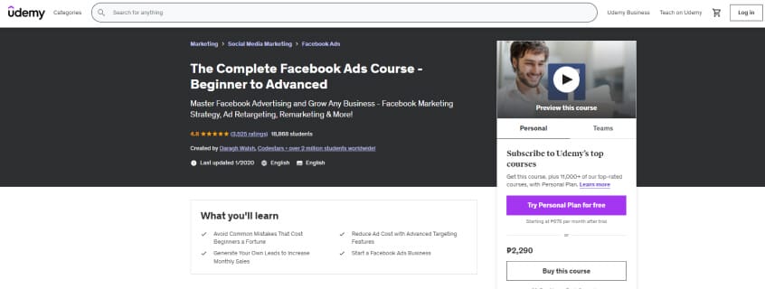 Udemy - The Complete Facebook Ads Course – Beginner to Advanced